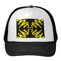 Yellow Neon 8 on a Black Field _ Urban ART Trucker Hats