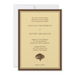 Yellow oak tree brown simple wedding invitation