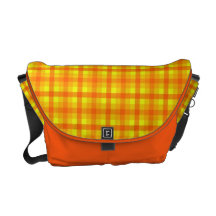 Yellow Orange and Red Retro Chequed Pattern Courier Bag