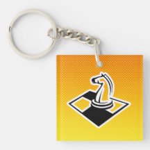 Yellow Orange Chess Key Chain