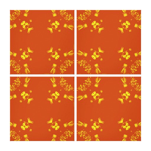 Yellow, Orange Floral Damasks Retro Pattern Gallery Wrapped Canvas