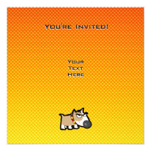 Yellow Orange Grumpy Dog Personalized Invitation