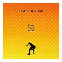 Yellow Orange Speed Skater Personalized Invitations