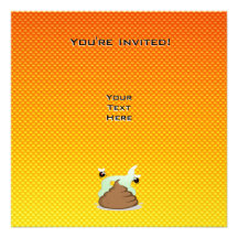 Yellow Orange Stinky Poo Personalised Invitations