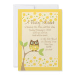 Yellow Owl Baby Shower Invitation