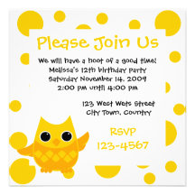 Yellow Owl Custom Invites