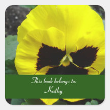 Yellow Pansy Bookplate Sticker