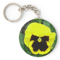 Yellow Pansy Keychain