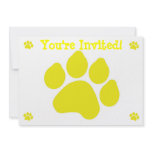 Yellow Paw Print Invitation