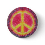 Yellow Peace Sign Tie Dye Flair Button