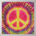 Yellow Peace Sign Tie Dye posters