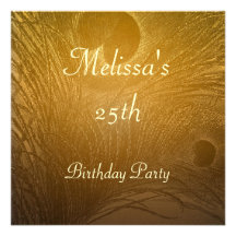 Yellow Peacock Feather Birthday Party Personalized Invite