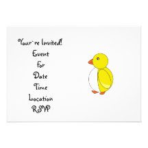 Yellow penguin personalised invitation