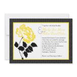 Yellow Peony on Linen with Charcoal Black Damask