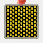 Yellow Peppers Pattern. On Black. ornaments