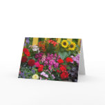 Yellow picket fence with flower garden in cards