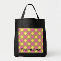 Yellow pink brown argyle pattern bag