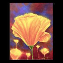 Yellow Poppies Painting Art - Multi postcards