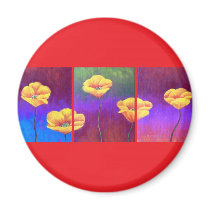 Yellow Poppy Flower Painting - Multi