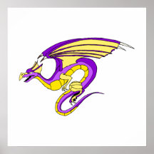 Yellow Puple Winged Dragon Print