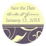 Yellow Purple Floral Save the Date Envelope Seals Stickers
