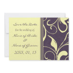 Yellow Purple Floral Save the Date Wedding Card invitations