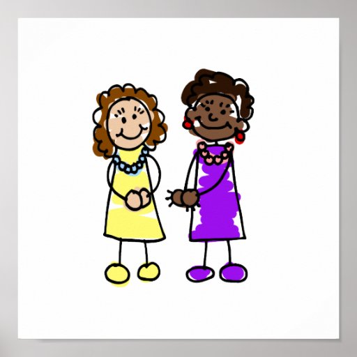 Yellow & Purple Interracial Lesbian Brides Poster