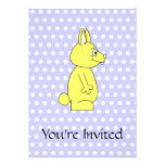 Yellow Rabbit on Purple Dot Pattern Invitations