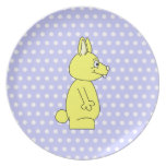 Yellow Rabbit on Purple Dot Pattern Party Plates