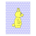 Yellow Rabbit on Purple Dot Pattern Postcard