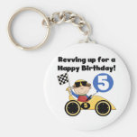 Yellow Race Car 5th  Birthday Tshirts and Gifts Key Chain