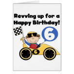 Yellow Race Car 6th Birthday Tshirts and Gifts Cards