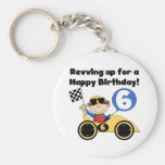 Yellow Race Car 6th Birthday Tshirts and Gifts Key Chains