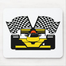 YELLOW RACE CAR MOUSE PAD