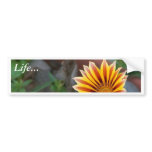 Yellow Red Flower With Green Leaf bumper stickers