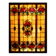 Yellow Red Stained Glass Window - Postcard