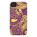 Yellow Retro Paisley swirl pattern Case-Mate iPhone 4 Cases