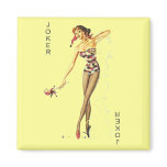 Yellow Retro Sexy Joker #2 Refrigerator Magnet