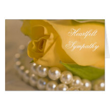 Yellow Rose and Pearls Sympathy Card