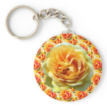 Yellow Rose Bloom Keychain