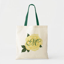 Yellow Rose, Bridesmaid Monogram Tote Bags