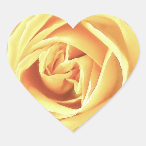 Yellow rose print heart sticker Zazzle