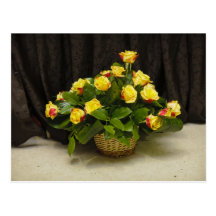Yellow roses basket postcards