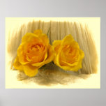 Yellow Roses on Lace Posters
