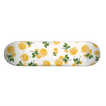 Yellow roses on white skateboard