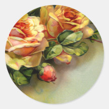 Yellow Roses Round Stickers
