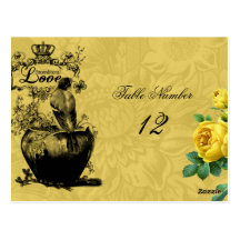 Yellow Roses Table Number Postcard