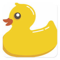 Yellow Rubber Duckie Square Stickers