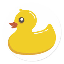 Yellow Rubber Duckie Round Sticker