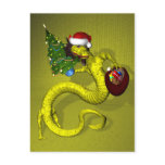 Yellow Santa Dragon Post Card